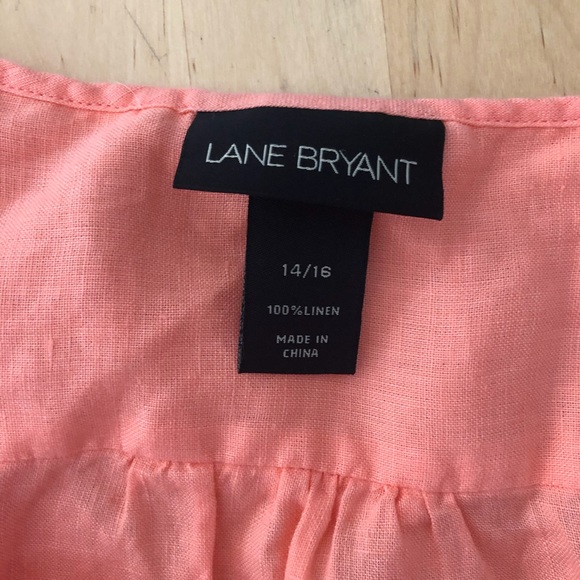 Lane Bryant Linen Y-neck pleated top 14/16 - Picture 3 of 4